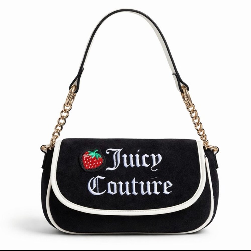Juicy Couture Shoulder Bag Black White Strawberry Patch Purse NWT